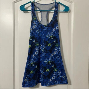 LULULEMON Women’s Blue Camo Black Dot Multicolor Yoga Tank Top Racerback 4/6